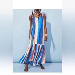 Lemlem Vibrant Striped maxi summer holiday dress size L